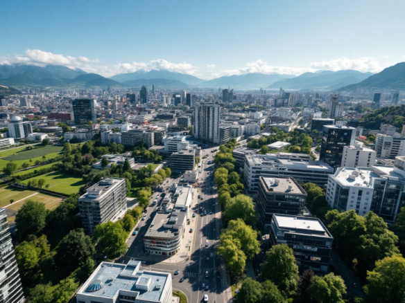 Vue aérienne de la ville de Genève