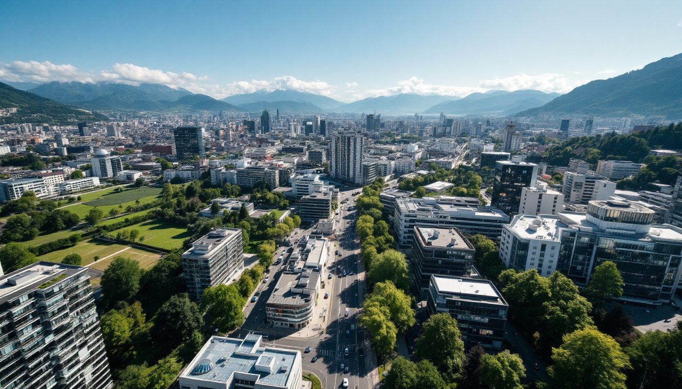 Vue aérienne de la ville de Genève