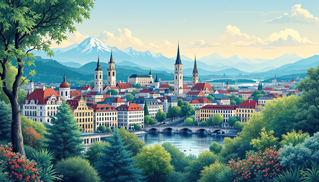 Explorer l'Observatoire du commerce : Opportunités à Genève Image Illustrant Le Lien Entre L'observatoire Du Commerce De Genève Et L'innovation Avec Des Graphiques Et Symboles D'opportunités Économiques Locales.